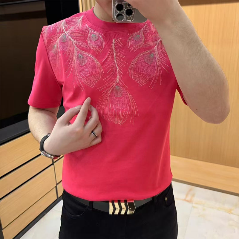 N0205 Men's new feather short sleeves
