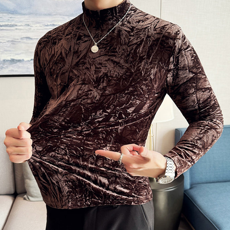 N0205 Men's gold velvet bottoming shirt