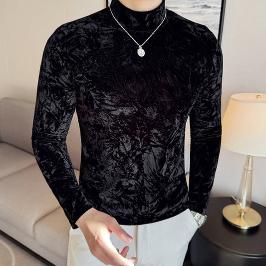 N0205 Men's gold velvet bottoming shirt