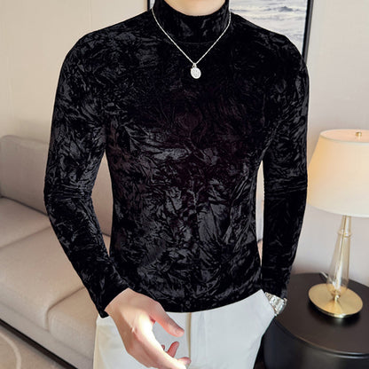 N0205 Men's gold velvet bottoming shirt
