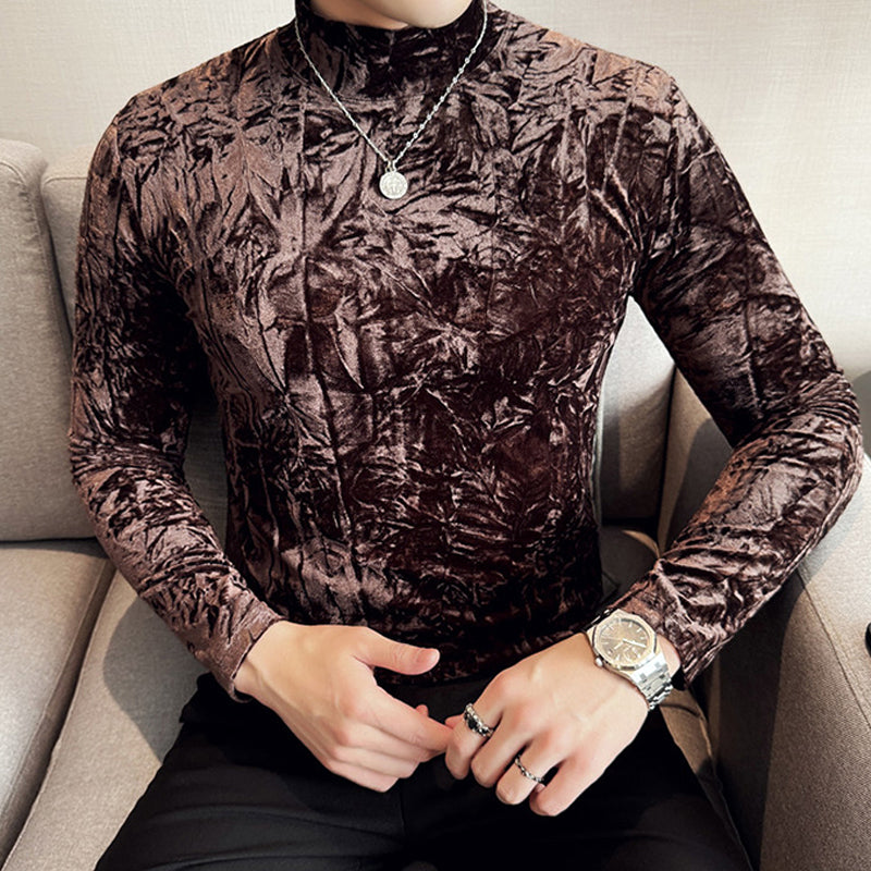 N0205 Men's gold velvet bottoming shirt