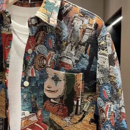 N0207 Men's trendy painted casual shirt jacket