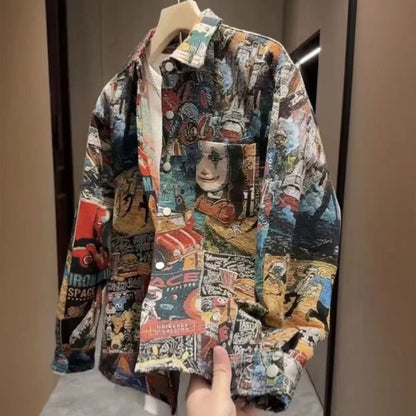 N0207 Men's trendy painted casual shirt jacket
