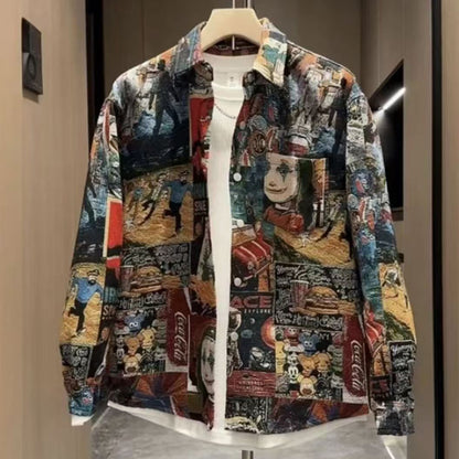 N0207 Men's trendy painted casual shirt jacket