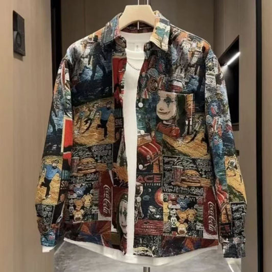N0207 Men's trendy painted casual shirt jacket