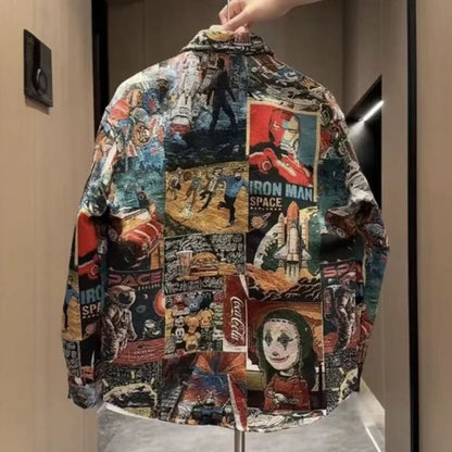 N0207 Men's trendy painted casual shirt jacket