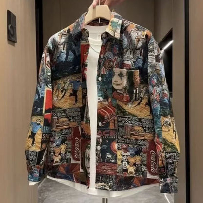 N0207 Men's trendy painted casual shirt jacket