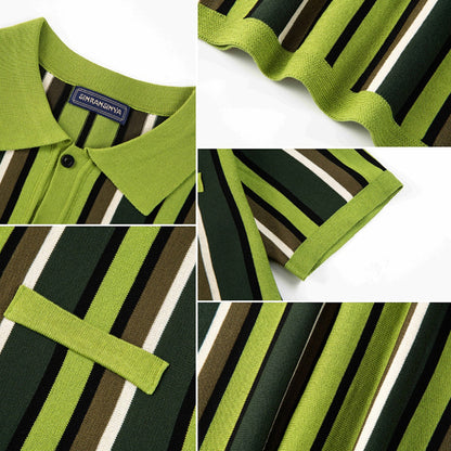 N0208 Men's striped casual short sleeves