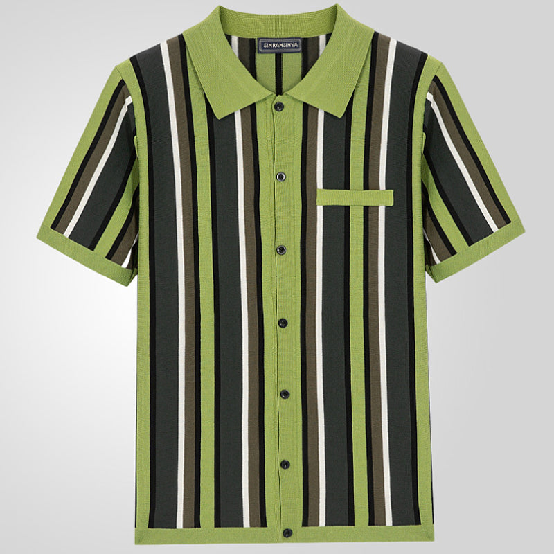 N0208 Men's striped casual short sleeves