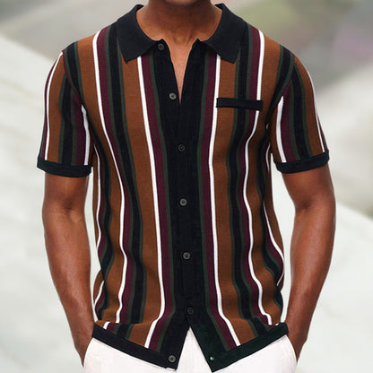 N0208 Men's striped casual short sleeves