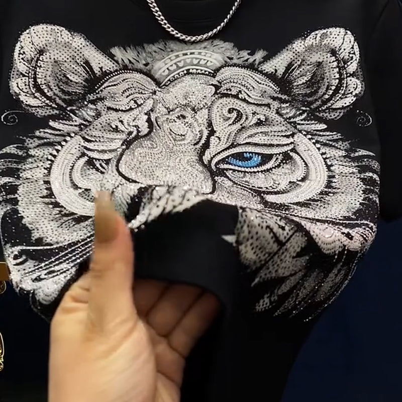 N0225 2025 New Rhinestone Tiger T-shirt
