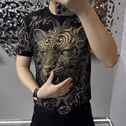 N0311 Men's diamond print handsome T-shirt