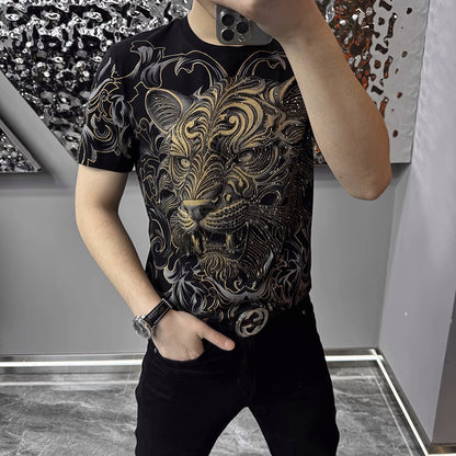 N0311 Men's diamond print handsome T-shirt