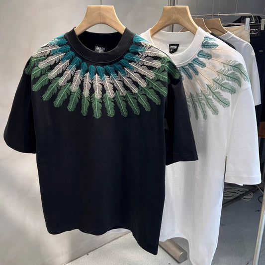 N0321 20205 new feather print T-shirt