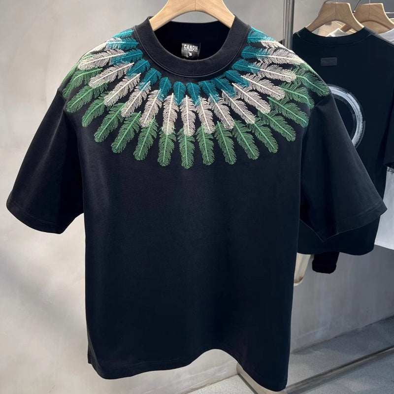 N0321 20205 new feather print T-shirt