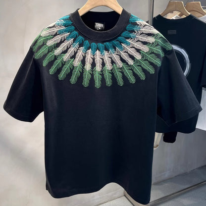 N0321 20205 new feather print T-shirt