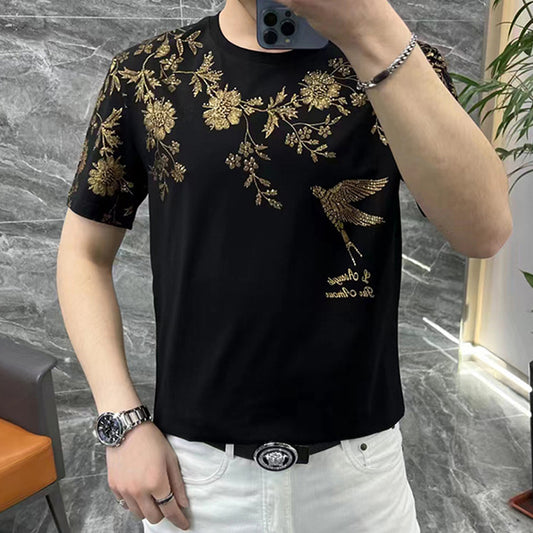 N0325 Summer light luxury hot diamond fashion short sleeves