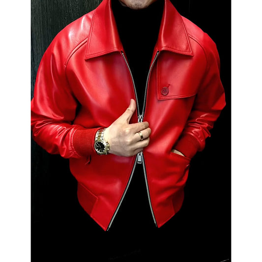 N0408 Men's new handsome leather jacket