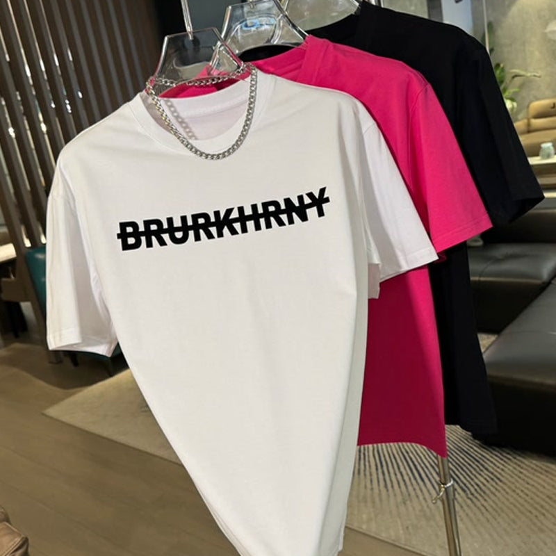 N0408 New summer flocking letter short sleeves