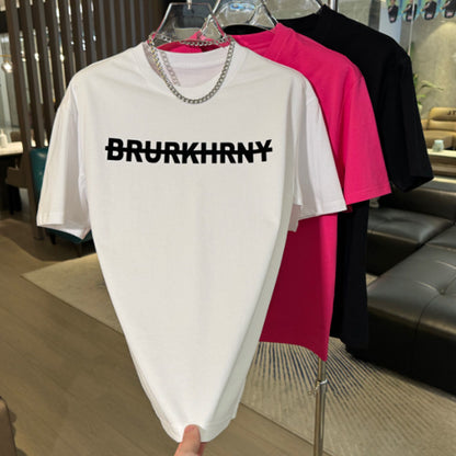 N0408 New summer flocking letter short sleeves