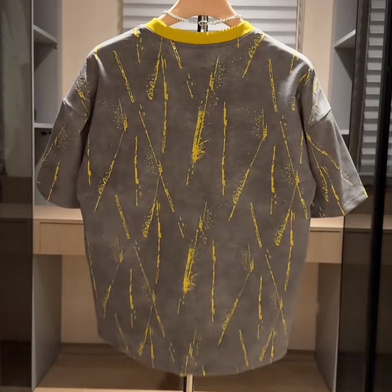 N0421 New Printed Contrast Color Fashion T-shirt
