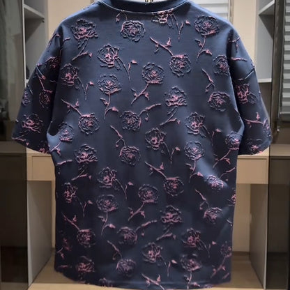 N0422 Men's 3D flower short sleeves