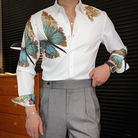 N0520 Men's light luxury floral shirt