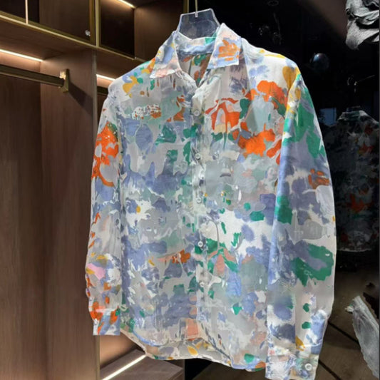 N0522 New summer retro painted shirt