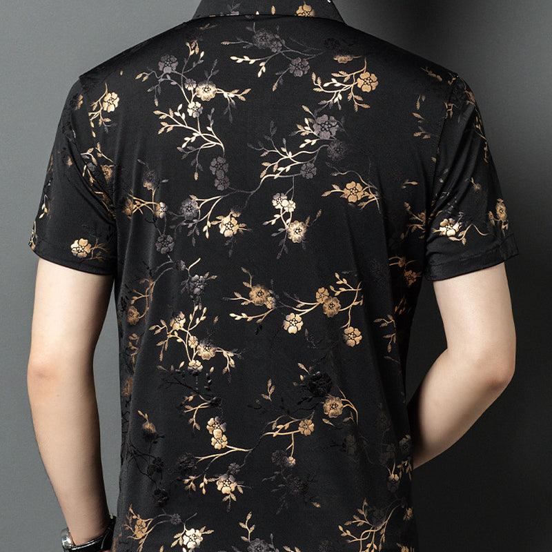 N0523 Men's Ice Silk Printed Short Sleeve