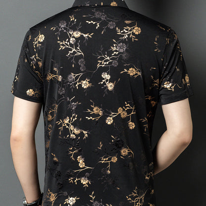 N0523 Men's Ice Silk Printed Short Sleeve