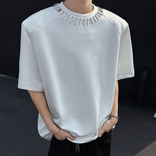 N0605 Fashion beaded men's short sleeve