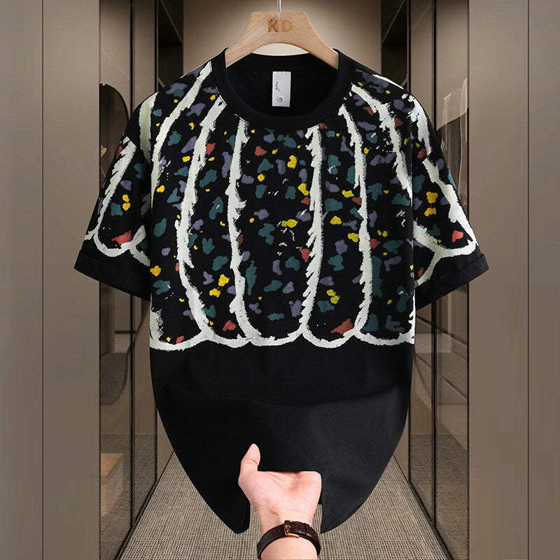 N0609 Summer trendy three-dimensional printed short sleeves