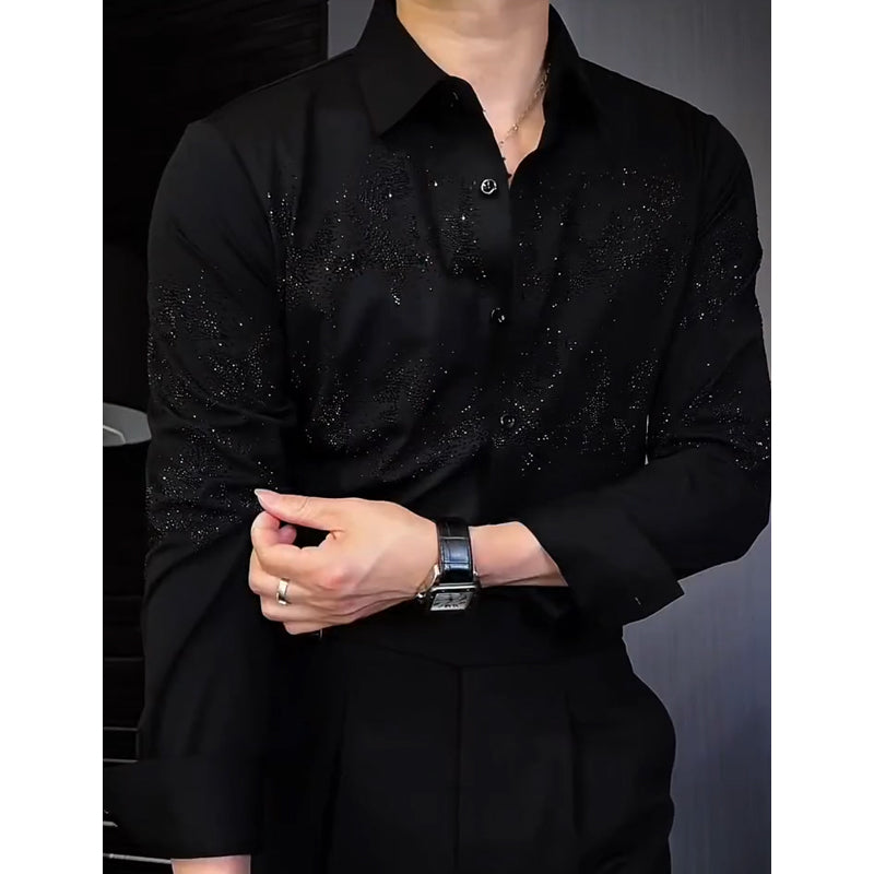 N0611 Men's light luxury hot diamond fashion shirt