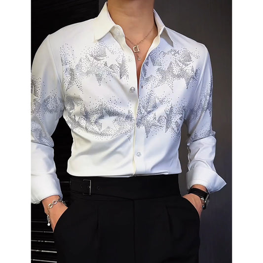 N0611 Men's light luxury hot diamond fashion shirt