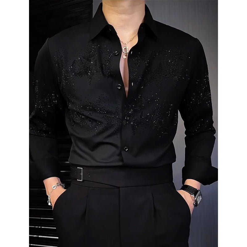 N0611 Men's light luxury hot diamond fashion shirt
