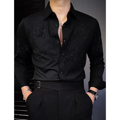 N0611 Men's light luxury hot diamond fashion shirt