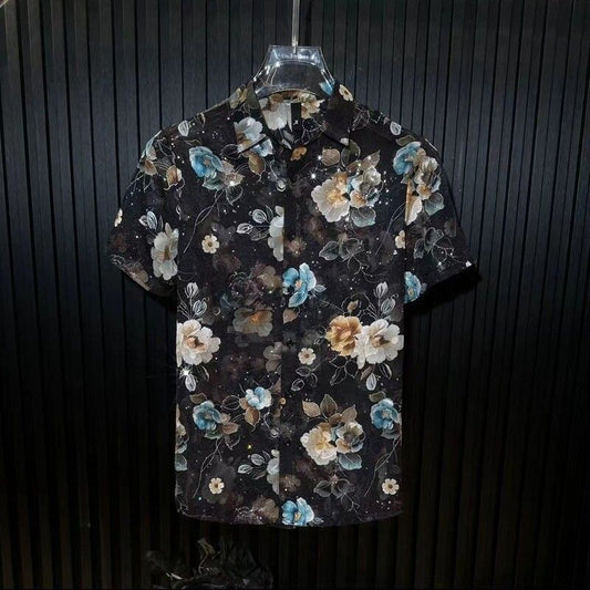 N0613 High-grade ice silk hollow short-sleeved shirt