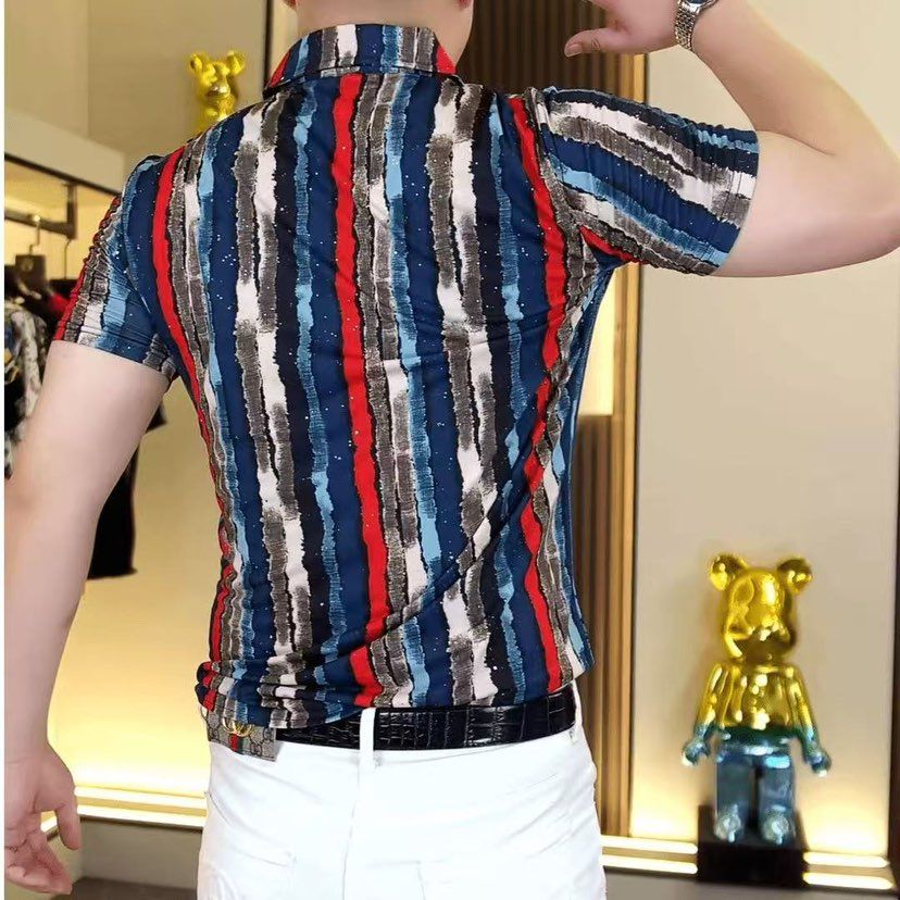 N0616 Men's color matching trendy floral shirt