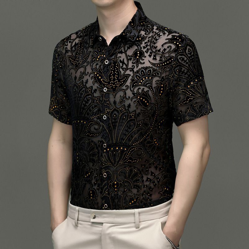 Summer Men's Casual Hollow Ice Silk Short Sleeves