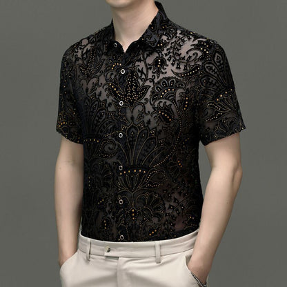 Summer Men's Casual Hollow Ice Silk Short Sleeves