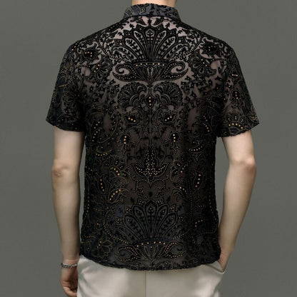 Summer Men's Casual Hollow Ice Silk Short Sleeves