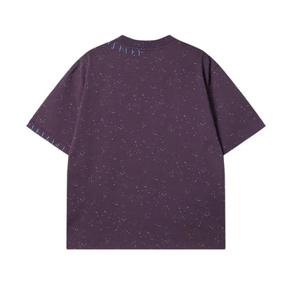 Embroidered High-end Round Neck Pure Cotton Couple T-shirt