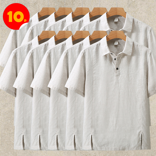 10-Pack Linen Polo Shirt Short Sleeve