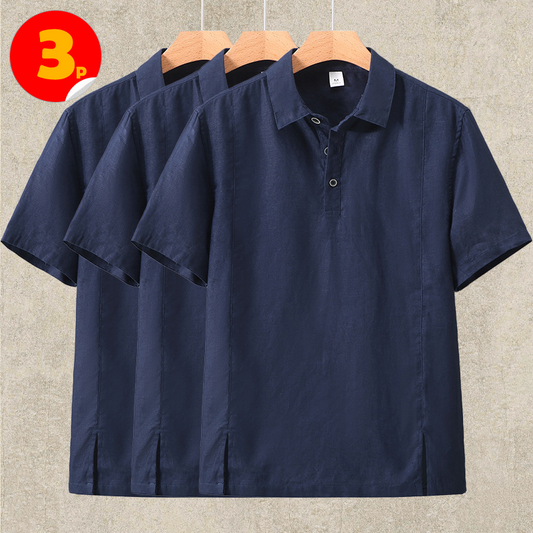 3-Pack Linen Polo Shirt Short Sleeve