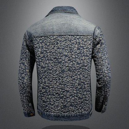 N82101 New Jacquard Patchwork Contrast Color Denim Jacket