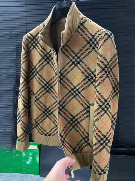 Plaid Stand Collar Versatile Jacket