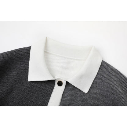 N91101 New Men's Colorblock Cardigan Sweater Collar Knitted Jacket