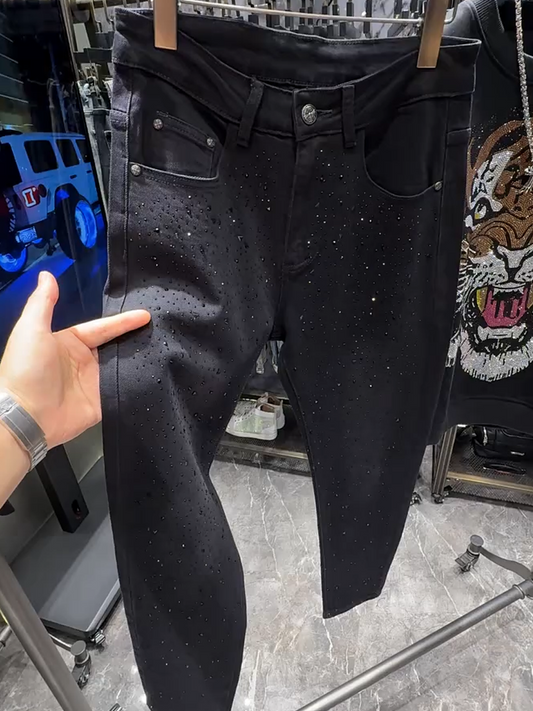 Stretch Rhinestone Casual Jeans