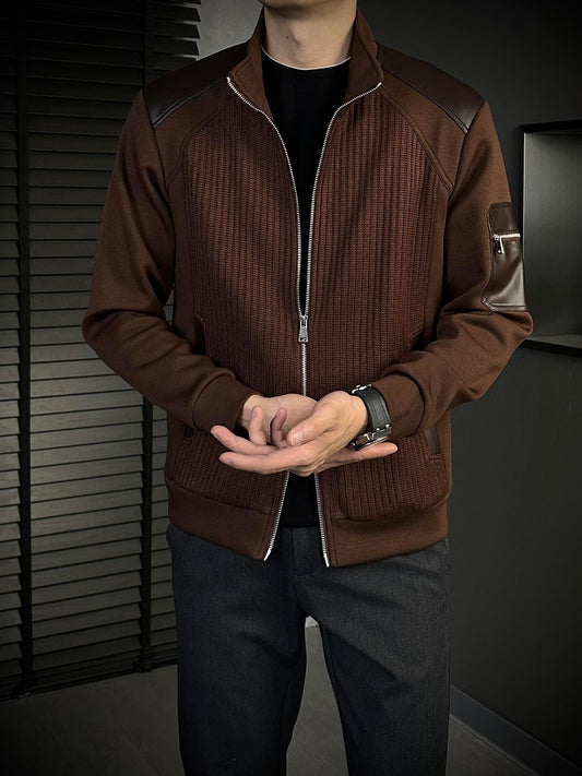 Men's Heavyweight Loose Casual Simple Retro Stand Collar Jacket