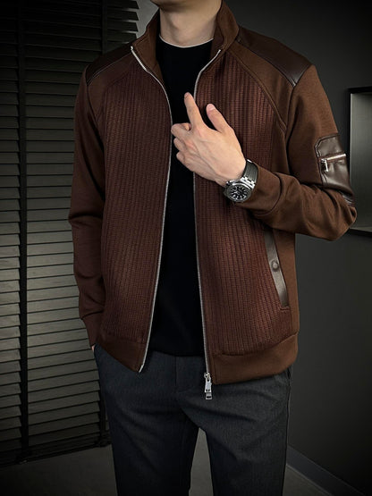 Men's Heavyweight Loose Casual Simple Retro Stand Collar Jacket
